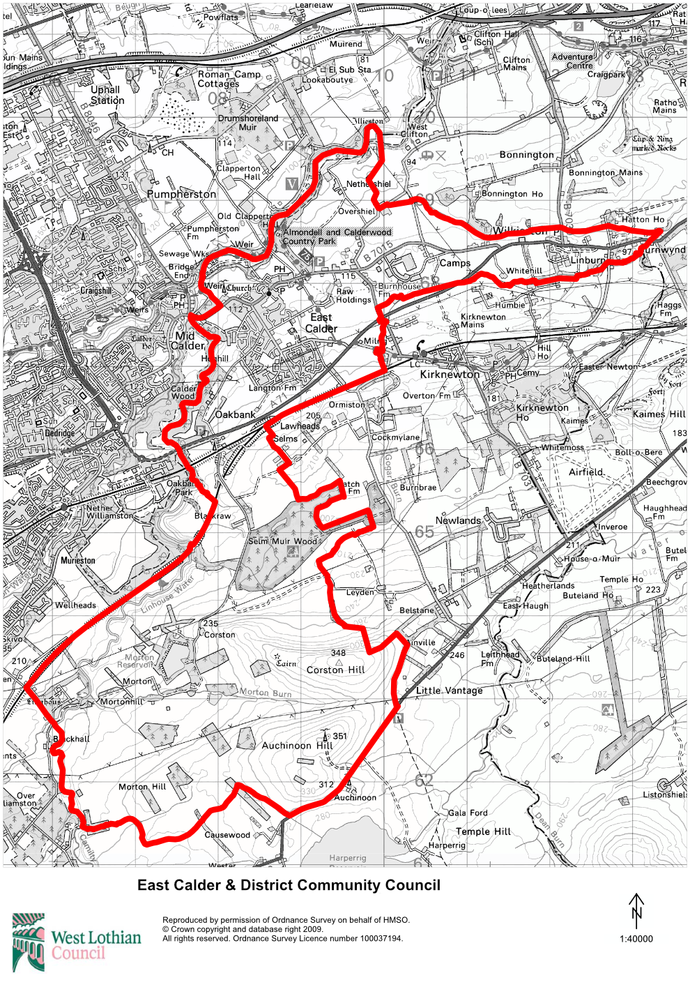 East Calder & District Community Council Area Map